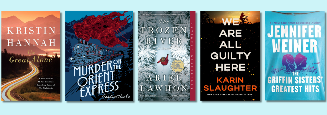 Coming up in book groups [Image of five book covers above corresponding dates]